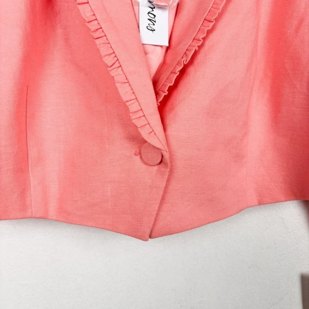 NWT For Love & Lemons Pink Linen Blend Cropped Blazer Sz M - Picture 6 of 10